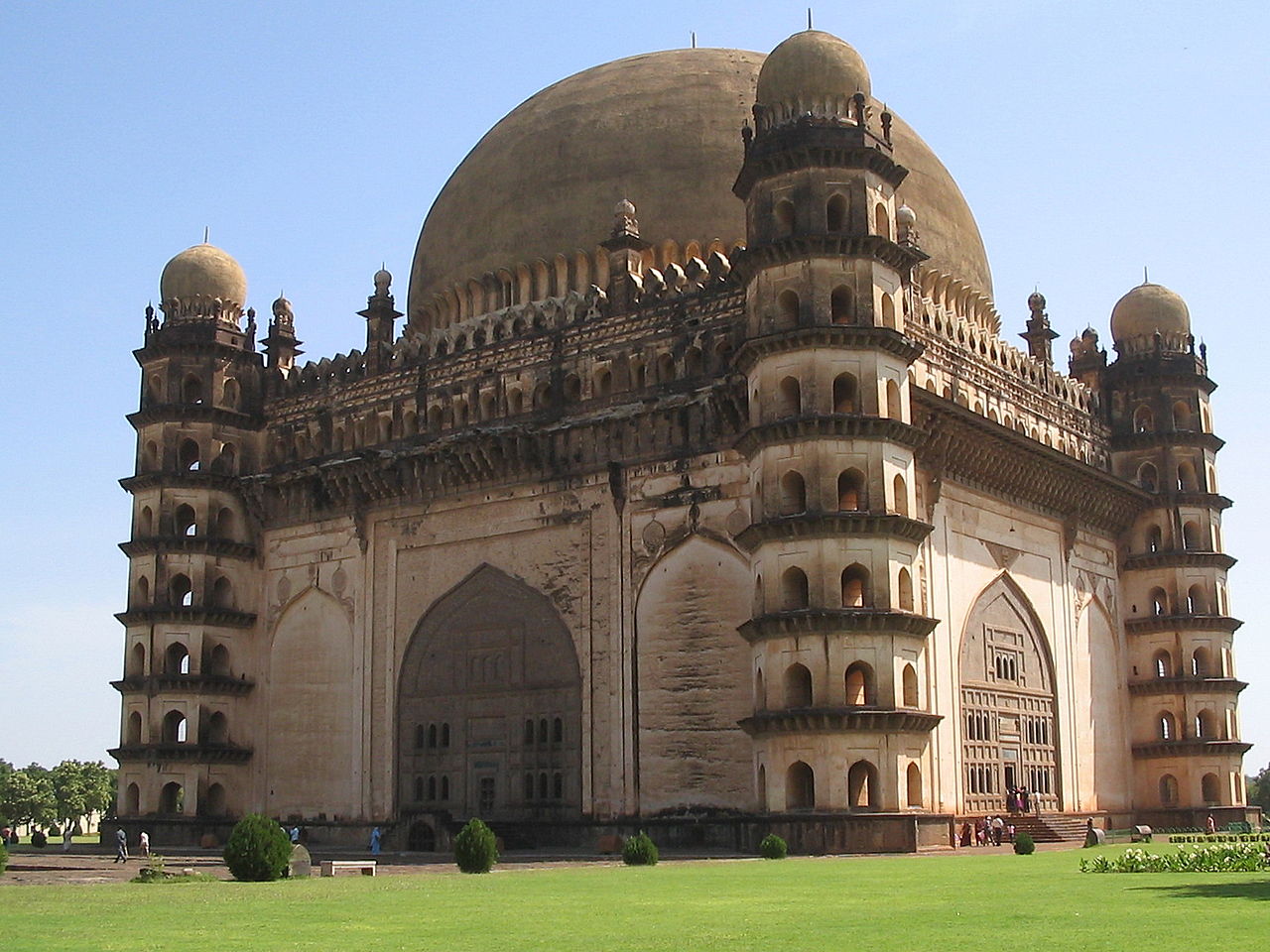 Gol Gumbaz at Bijapur has the second largest pre-modern dome in the world after the Byzantine Hagia Sophia.